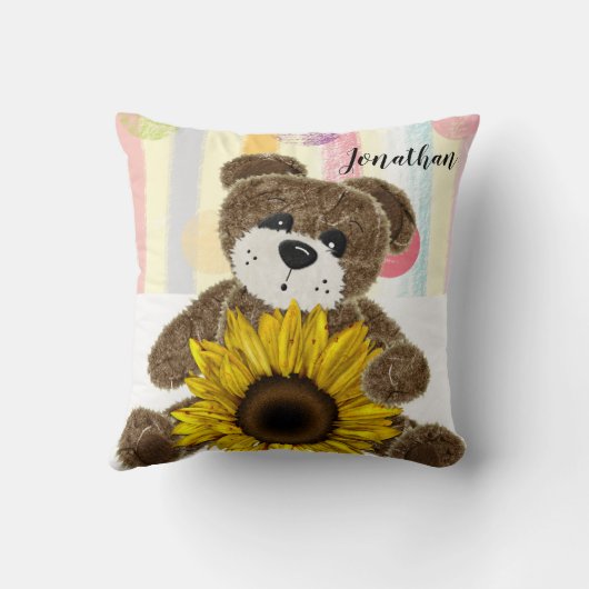 Teddy Bear Pastel Stripe Sierkussen (Achterkant)