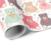 Teddy Bear Pattern Baby shower Cadeaupapier (Rol Hoek)