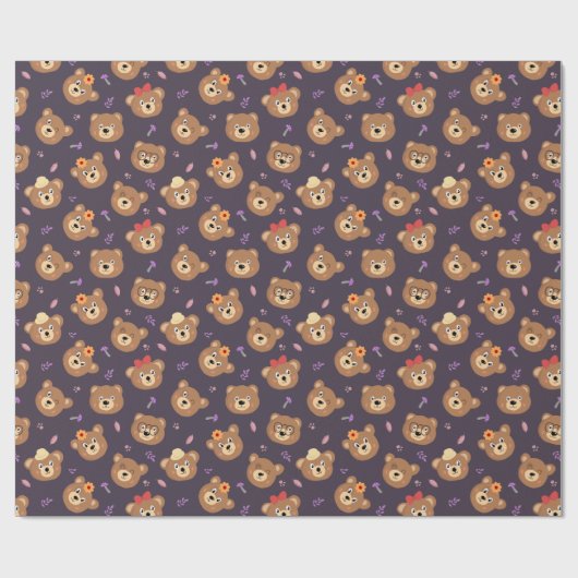 Teddy Bear Pattern Wrapping Paper Cadeaupapier (Vlak)