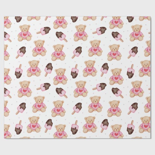 Teddy Bear Pattern Wrapping Paper Cadeaupapier (Vlak)