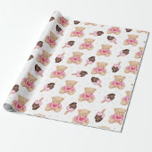 Teddy Bear Pattern Wrapping Paper Cadeaupapier (Uitgerold)