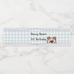 Teddy Bear Peekaboo verjaardag Waterfles Etiket