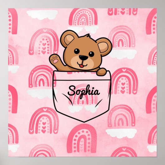 Teddy Bear Personalized Animal Pocket Poster (Voorkant)