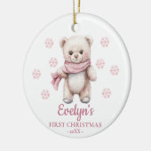 Teddy Bear Personalized Girl's First Christmas Keramisch Ornament (Links)