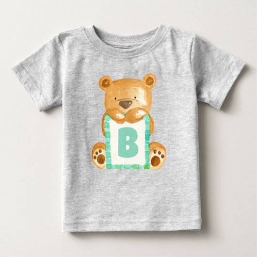 Teddy Bear Personalized Monogram Watercolor  (Voorkant)