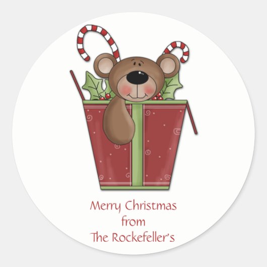 Teddy Bear Persoonlijke Kerst stickers (Voorkant)
