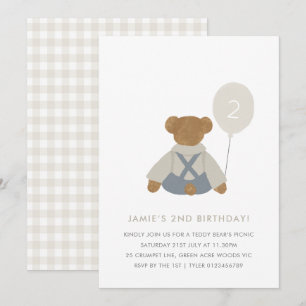 Teddy Bear Picknick Baby Verjaardagsuitnodiging Kaart