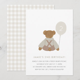 Teddy Bear Picknick Baby Verjaardagsuitnodiging Kaart