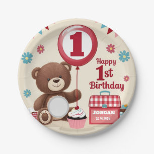 Teddy Bear picknick Happy 1st Birthday Paper Bord