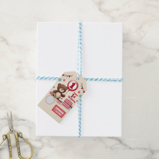 Teddy Bear picknick Happy 1st Birthday Paper Bord Cadeaulabel