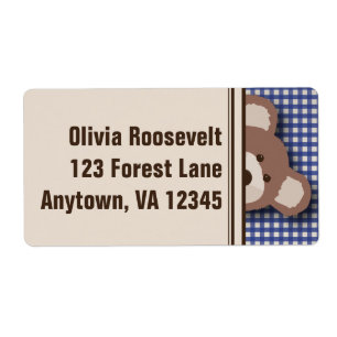 Teddy Bear Picknick Label - Blauw Gingham
