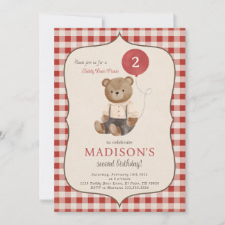 Teddy Bear Picknick Verjaardagsfeestuitnodiging Kaart