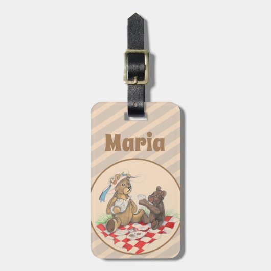 Teddy Bear Picnic Bagagelabel (Voorkant verticaal)