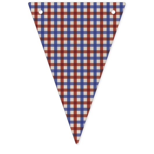 Teddy Bear Picnic Birthday Blue en Red Gingham Vlaggetjes (Tweede vlag)
