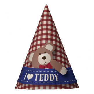 Teddy Bear Picnic Birthday - Red Gingham Feesthoedjes