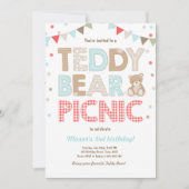 Teddy Bear Picnic Boy - verjaardag Uitnodiging bla (Voorkant)