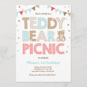 Teddy Bear Picnic Boy - verjaardag Uitnodiging bla