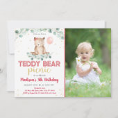 Teddy Bear Picnic Floral Birthday Kaart (Voorkant)