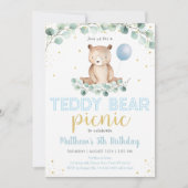 Teddy Bear Picnic Greenery Boy Birthday Kaart (Voorkant)