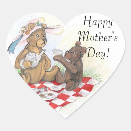 Teddy Bear Picnic ~ happy moederdag Stickers (Voorkant)