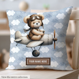 Teddy Bear Pilot Baby Pillow Gepersonaliseerde Pas Kussen