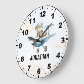 Teddy Bear Pilot in a Sky Adventure Grote Klok (Hoek)