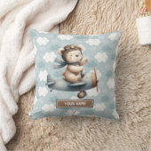 Teddy Bear Pilot Personnalisé Baby Boy Coussin (Couverture)
