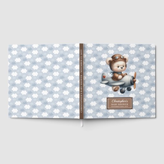 Teddy Bear Pilote Baby shower d'invité Livre bleu (Complet)