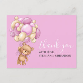 Teddy Bear PINK-ballonnen Briefkaart