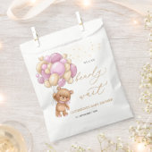 Teddy Bear Pink Balloons Baby shower Favor Bag Bedankzakje (Geknipt)