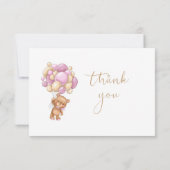 Teddy Bear Pink Balloons Diaper Raffle Invitation (Dos)