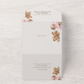 Teddy Bear, Pink Balloons, First Birthday All In One Uitnodiging (Buitenkant)