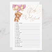 Teddy Bear Pink Balloons Word Scramble Game (Voorkant / Achterkant)