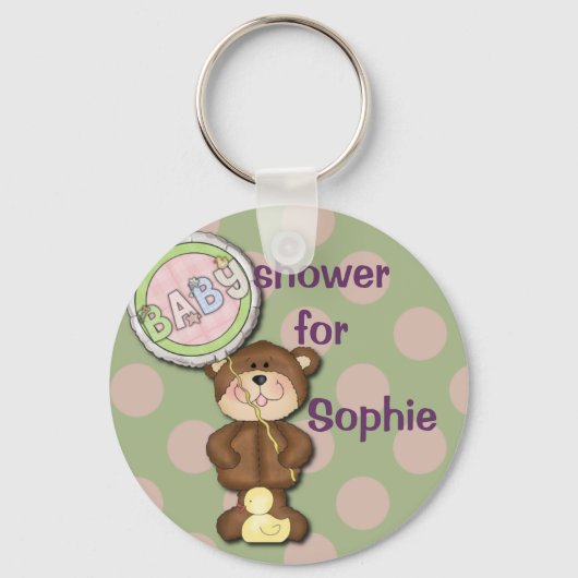 Teddy Bear Pink en Green Sleutelhanger (Voorkant)