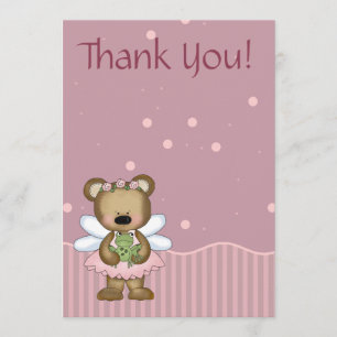 Teddy Bear Pink Fairy Princess Dank u Bedankkaart