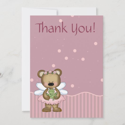 Teddy Bear Pink Fairy Princess Dank u Bedankkaart (Voorkant)