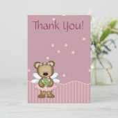 Teddy Bear Pink Fairy Princess Dank u Bedankkaart (Staand voorkant)