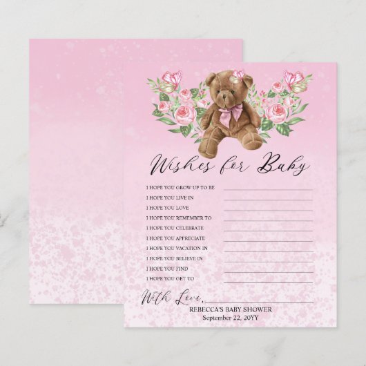 Teddy Bear Pink Floral wil graag Baby spelen (Voorkant / Achterkant)