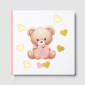 Teddy Bear Pink Hearts Foil Guestbook (Recto)