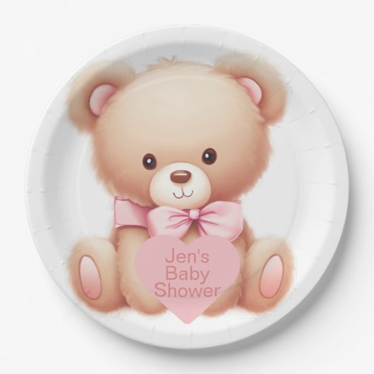 Teddy Bear Pink Papieren Bordje (Voorkant)