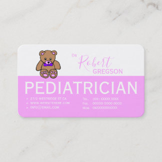 Teddy Bear Pink Pediatricia Appointment Card Afsprakenkaartje