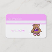 Teddy Bear Pink Pediatrician Carte de rendez-vous (Dos)