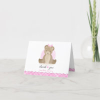 Teddy Bear Pink Plaid Baby shower Dank u