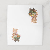 Teddy Bear Pink Rustic Floral Party Table Kaart (Buitenkant ongevouwen)