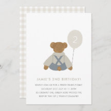 Teddy Bear Pique-nique bébé Invitation d'anniversa
