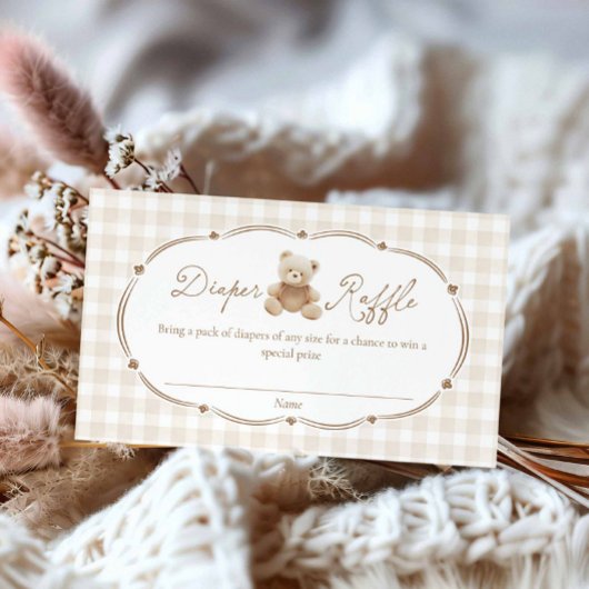 Teddy Bear Plaid Luier Raffle Kaart