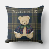 Teddy Bear Plaid Nursery Decor Throw Pillow Kussen (Voorkant)