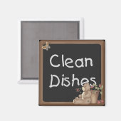 Teddy Bear Plats propres Lave-vaisselle Magnet (Recto/Verso)