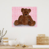 Teddy Bear Pluche Fotografie Art Pink Poster (Keuken)