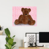 Teddy Bear Pluche Fotografie Art Pink Poster (Thuiskantoor)